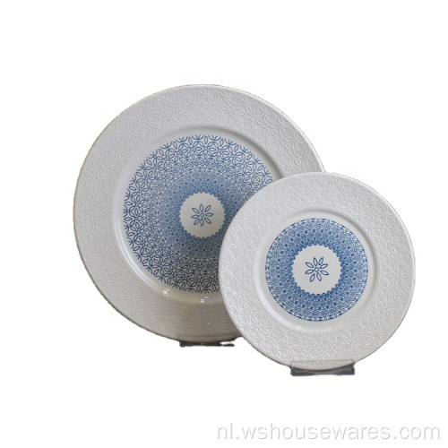 Hot Koop Luxe Emboss 18 stks Keramisch Porselein-servies